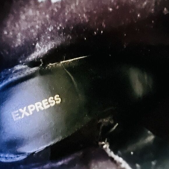 Express Black Croc Embossed Vegan Leather Square Toe Heeled Ankle Boots Size 8.5 - Picture 7 of 8